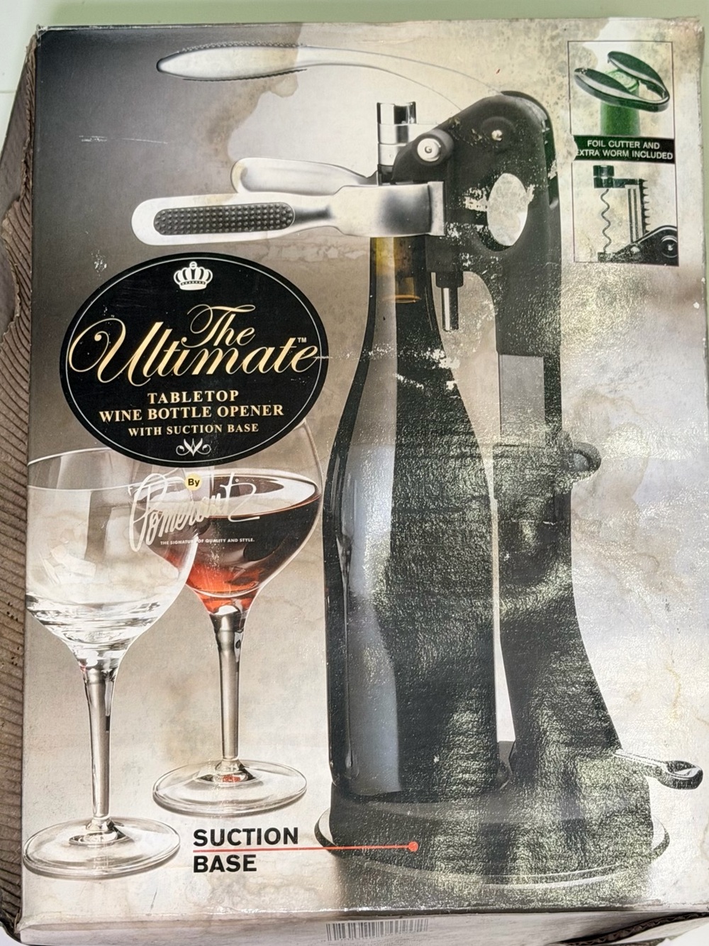 Vintage The Ultimate Tabletop Wine Bottle Opener with Suction Base by Pomerantz